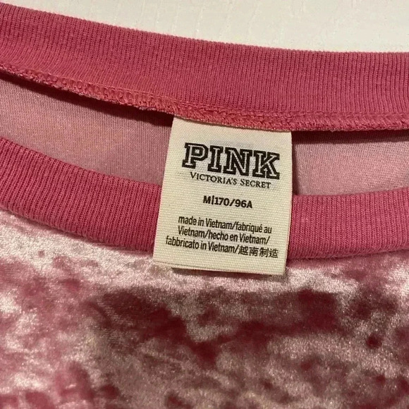 Victoria’s Secret PINK Crushed Velvet Crop Top Cree Neck Dog Logo Size Medium - Picture 6 of 10